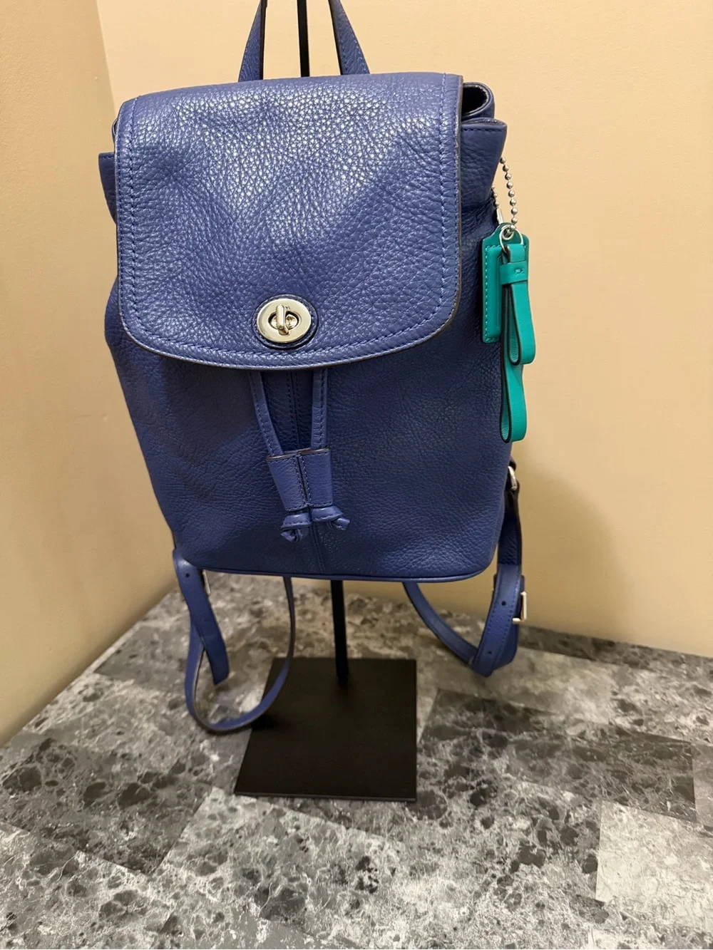 Coach Park Leather Backpack French Blue Royal Teal Lining Mini Shoulder Bag